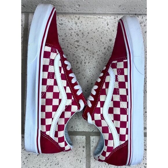 Vans Unisex Old Skool (Primary Check) Red Skate Shoe Men’s Sz 9.5/Women’s Sz 11 - Picture 12 of 16